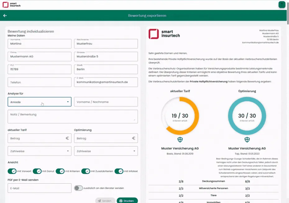 Vergleichsrechner Smart Check Frontend