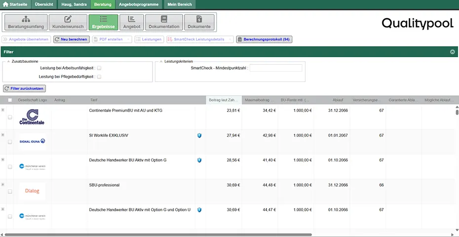 Vergleichsrechner Smart Consult Frontend